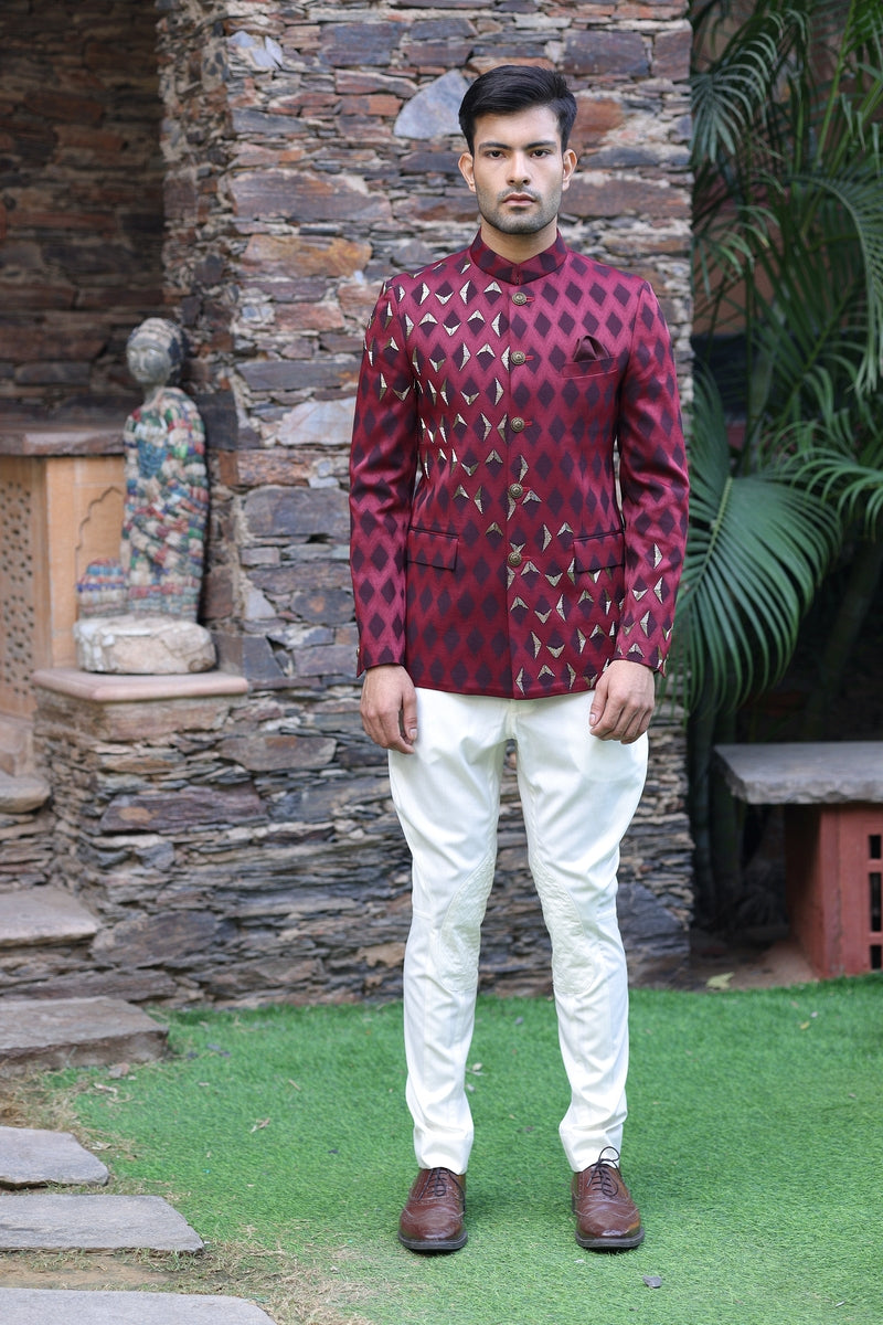 Maroon jodhpuri outlet suit