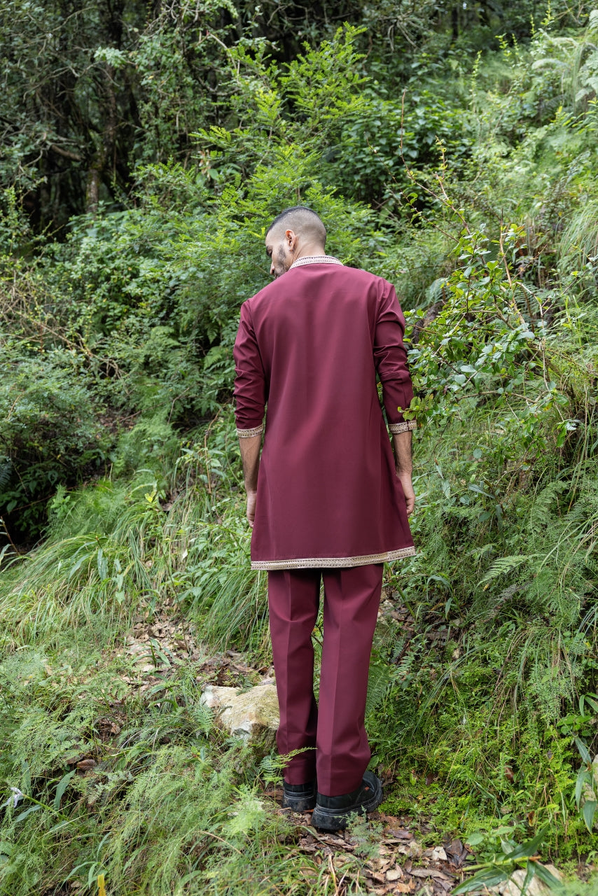 Maroon Embroidered Kurta Set Hartansh Clothing Pvt Ltd