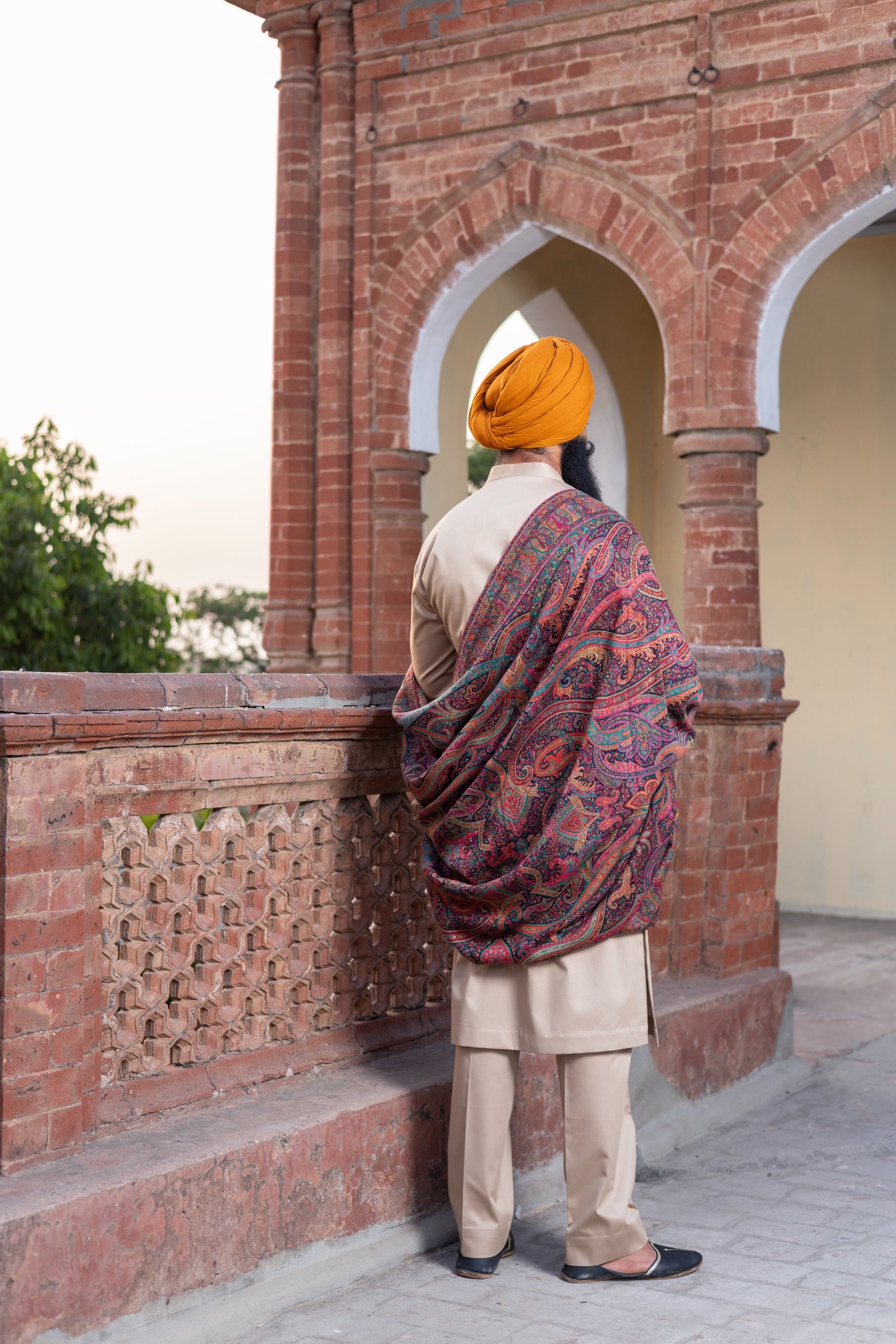 Handloom Kalamkari Shawl with Nawabi Kurta Ensemble Hartansh Clothing Pvt Ltd