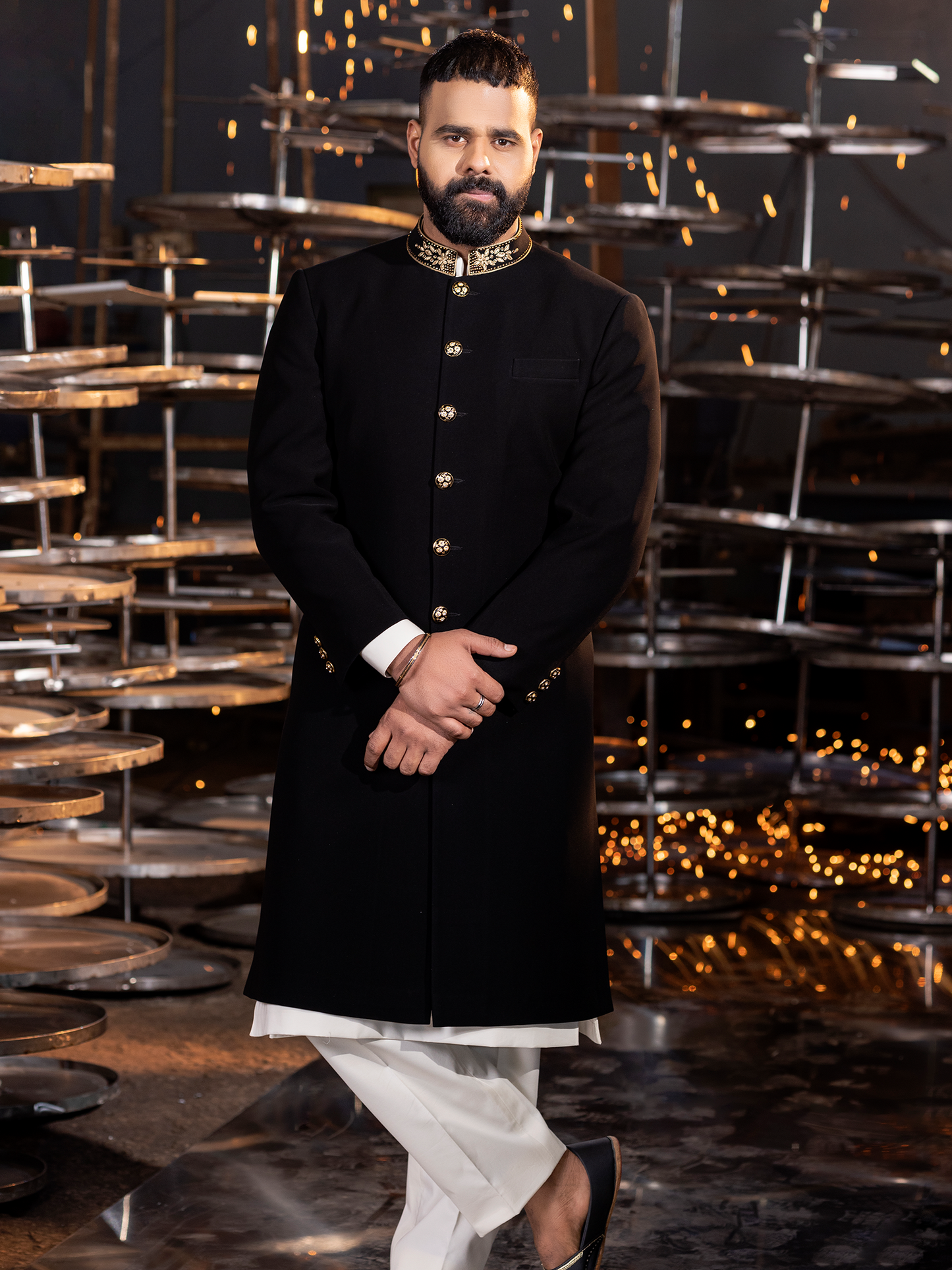 Midnight Royalty Black Achkan Hartansh Clothing Pvt Ltd