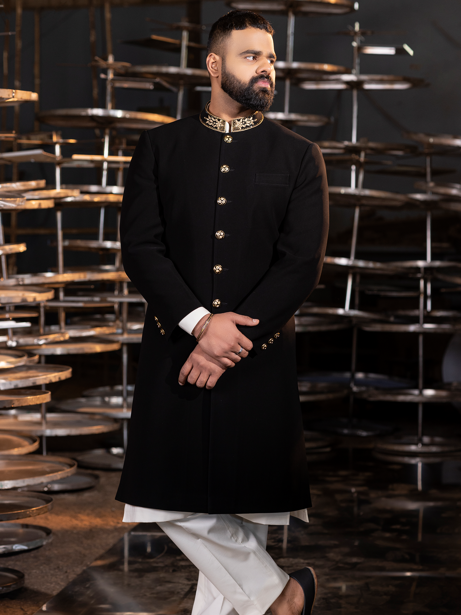 Midnight Royalty Black Achkan Hartansh Clothing Pvt Ltd