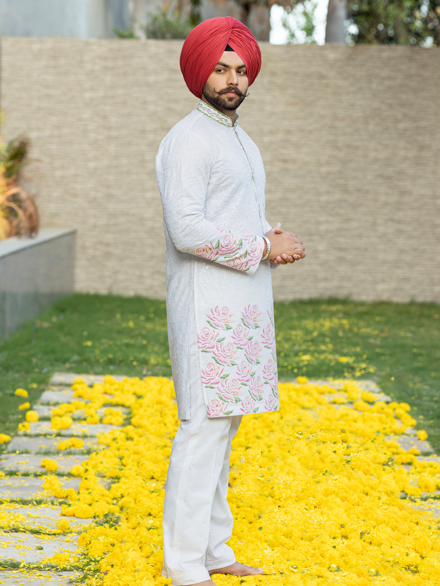 Hand-Painted Kurta Pyjama Hartansh Clothing Pvt Ltd