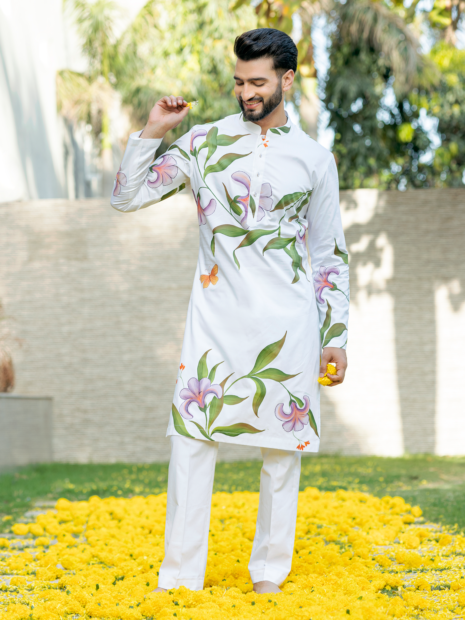 Hand-Painted Kurta Pyjama Hartansh Clothing Pvt Ltd