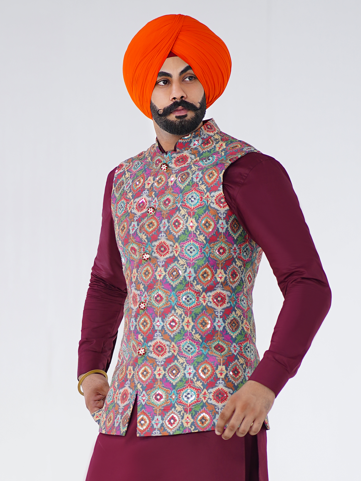 Colourful Motif Design Jodhpuri Jacket