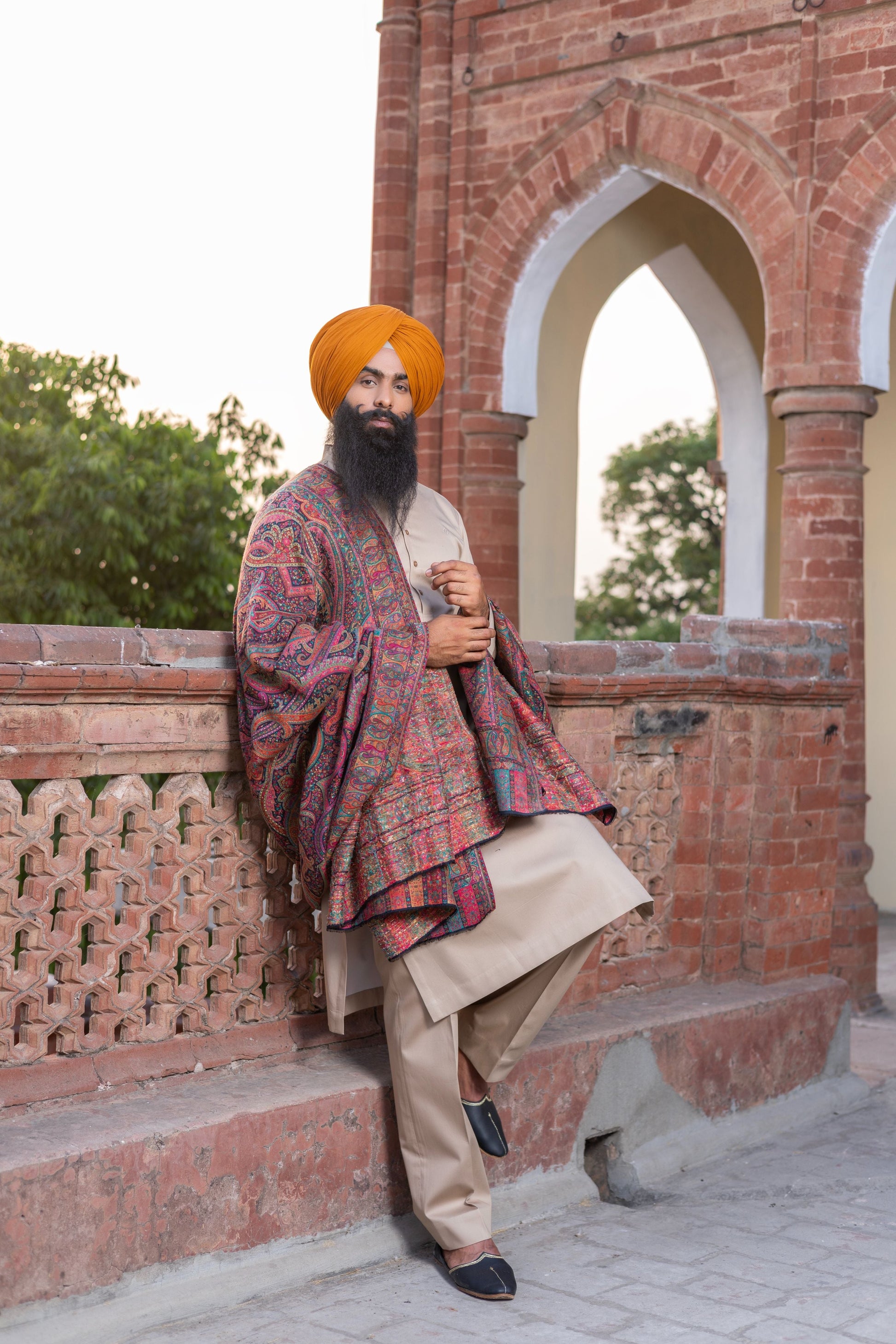 Handloom Kalamkari Shawl with Nawabi Kurta Ensemble Hartansh Clothing Pvt Ltd