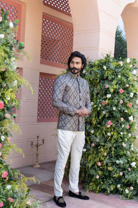 The Bespoke Linen Bandhgala Suit Hartansh Clothing Pvt Ltd