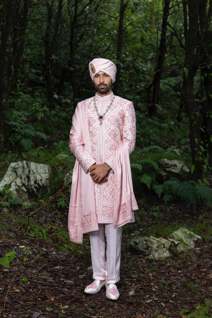 Regal Pink Sherwani Ensemble Hartansh Clothing Pvt Ltd