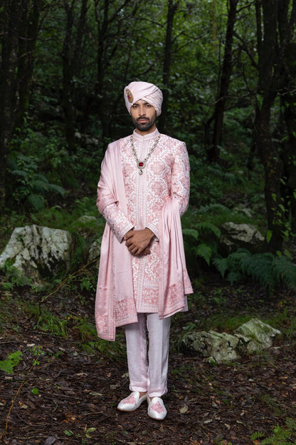 Regal Pink Sherwani Ensemble Hartansh Clothing Pvt Ltd
