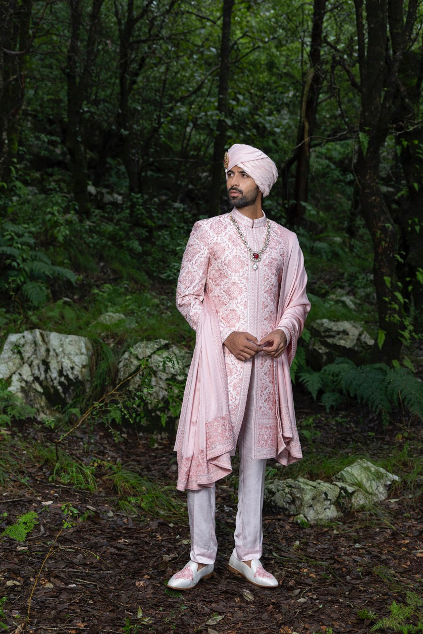 Regal Pink Sherwani Ensemble Hartansh Clothing Pvt Ltd