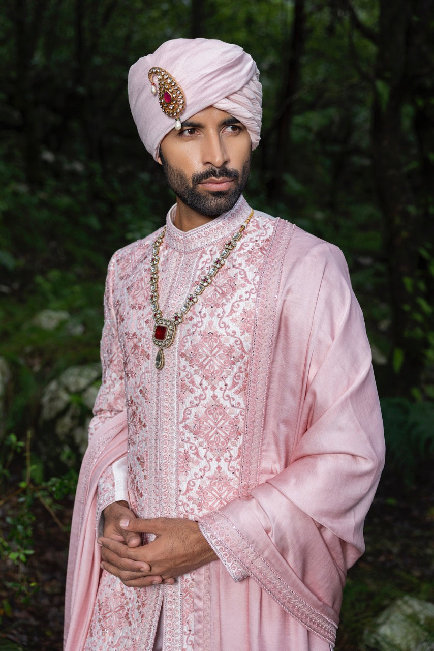Regal Pink Sherwani Ensemble Hartansh Clothing Pvt Ltd