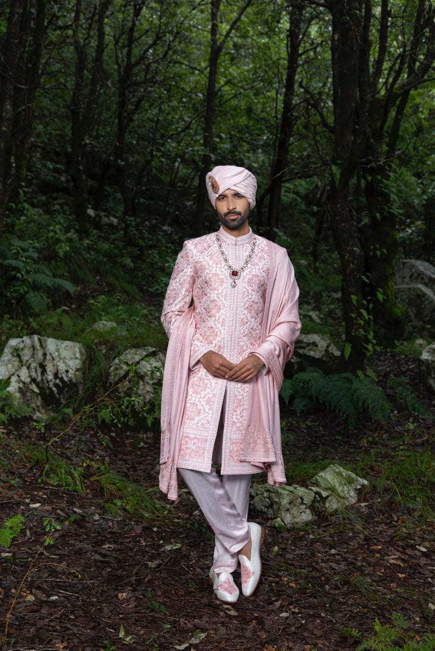 Regal Pink Sherwani Ensemble Hartansh Clothing Pvt Ltd