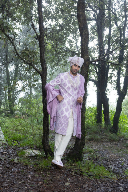 Lavender Silk Sherwani Ensemble Hartansh Clothing Pvt Ltd