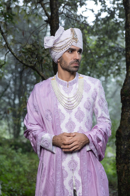 Lavender Silk Sherwani Ensemble Hartansh Clothing Pvt Ltd
