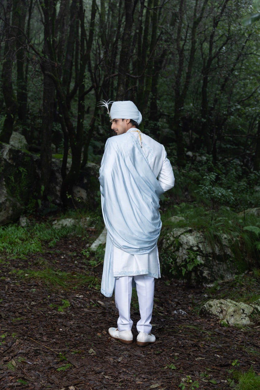 Ice Blue Regal Sherwani Ensemble Hartansh Clothing Pvt Ltd