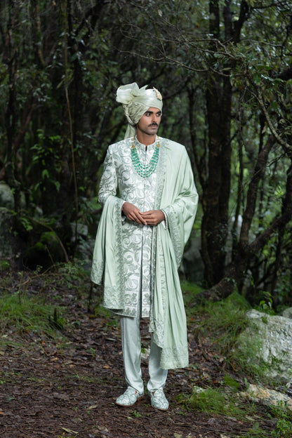 Pastel Green Sherwani Ensemble Hartansh Clothing Pvt Ltd
