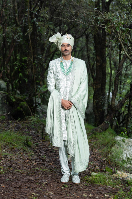 Pastel Green Sherwani Ensemble Hartansh Clothing Pvt Ltd