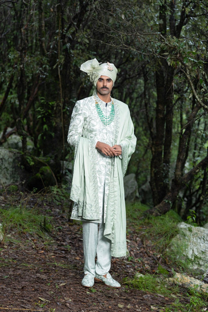 Pastel Green Sherwani Ensemble Hartansh Clothing Pvt Ltd