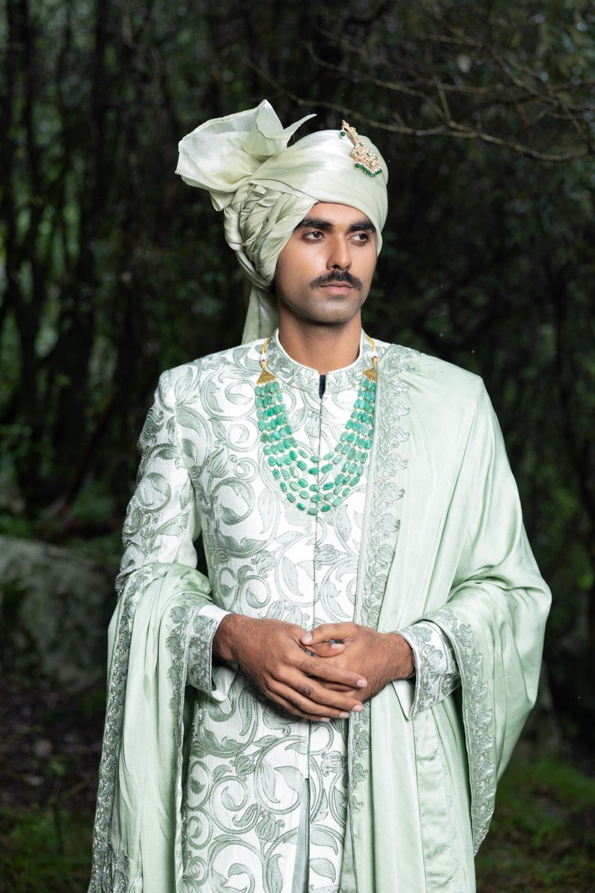 Pastel Green Sherwani Ensemble Hartansh Clothing Pvt Ltd
