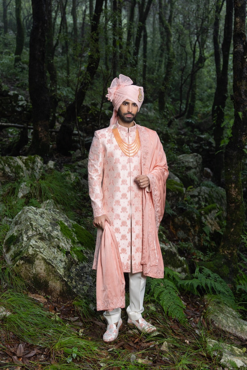 Blush Peach Sherwani Ensemble Hartansh Clothing Pvt Ltd