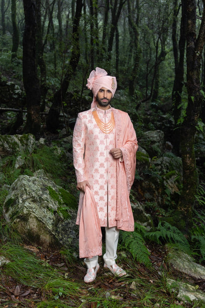 Blush Peach Sherwani Ensemble Hartansh Clothing Pvt Ltd