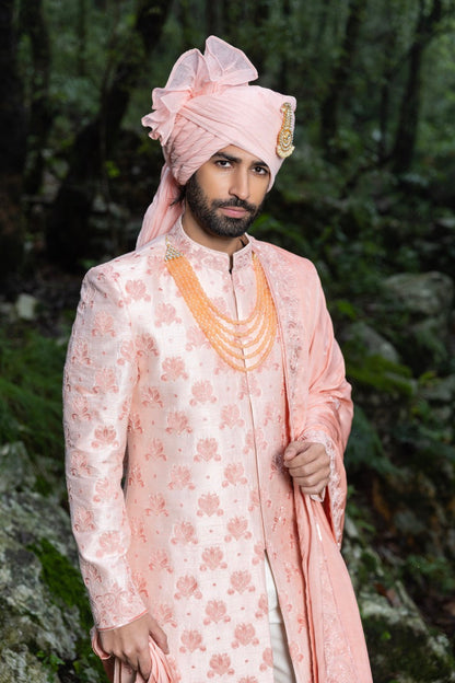 Blush Peach Sherwani Ensemble Hartansh Clothing Pvt Ltd