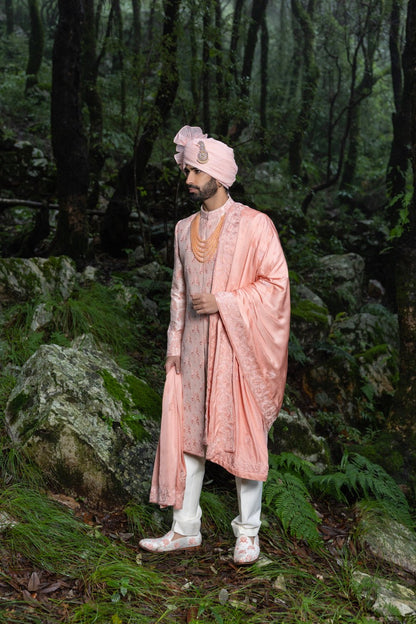 Blush Peach Sherwani Ensemble Hartansh Clothing Pvt Ltd