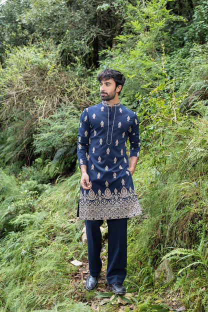 Blue Embroidered Kurta Set Hartansh Clothing Pvt Ltd