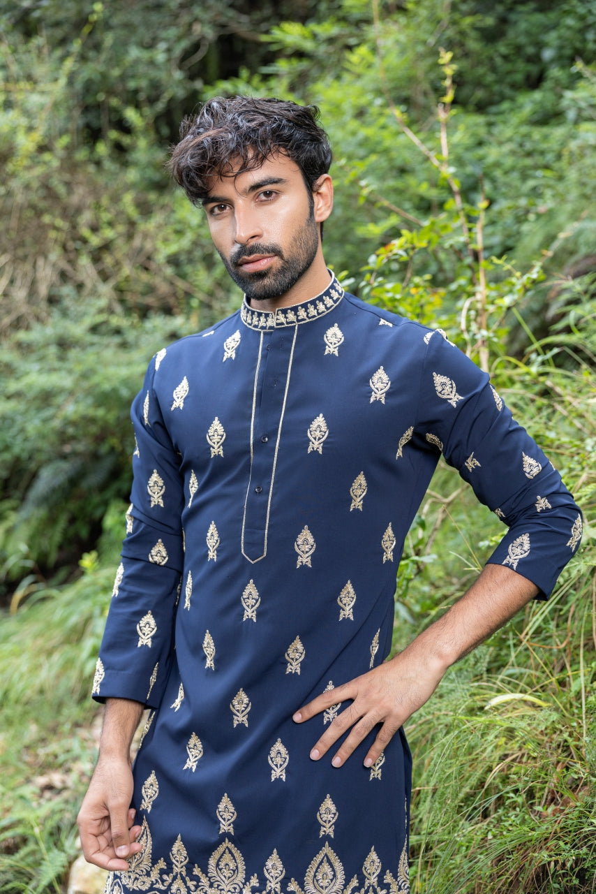 Blue Embroidered Kurta Set Hartansh Clothing Pvt Ltd