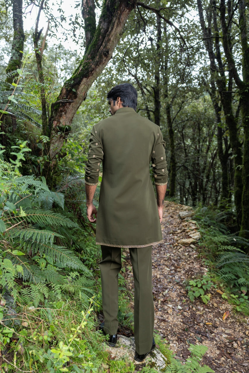 Olive Green Embroidered Kurta Set Hartansh Clothing Pvt Ltd