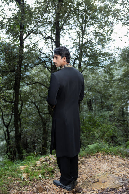 Black Achkan set Hartansh Clothing Pvt Ltd