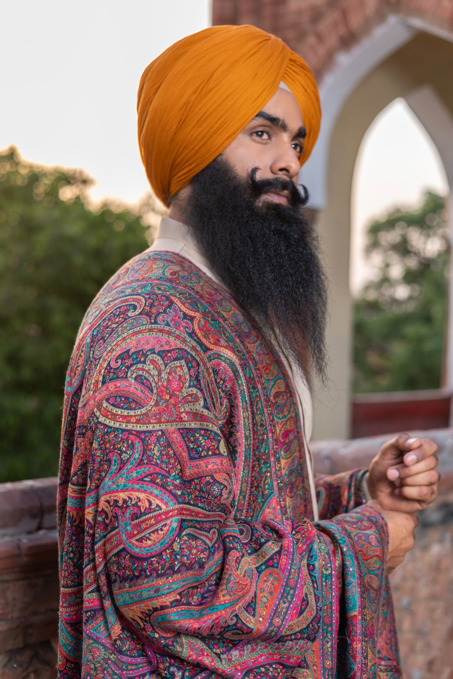 Handloom Kalamkari Shawl with Nawabi Kurta Ensemble Hartansh Clothing Pvt Ltd