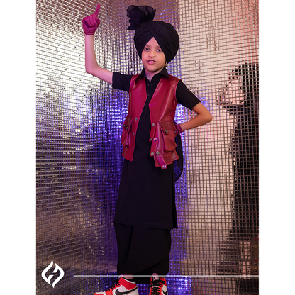 Black Kurta Chadra with Jacket Hartansh Clothing Pvt Ltd