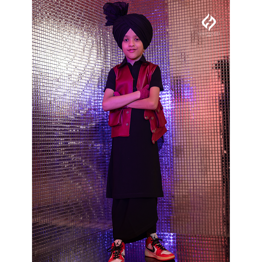 Black Kurta Chadra with Jacket Hartansh Clothing Pvt Ltd