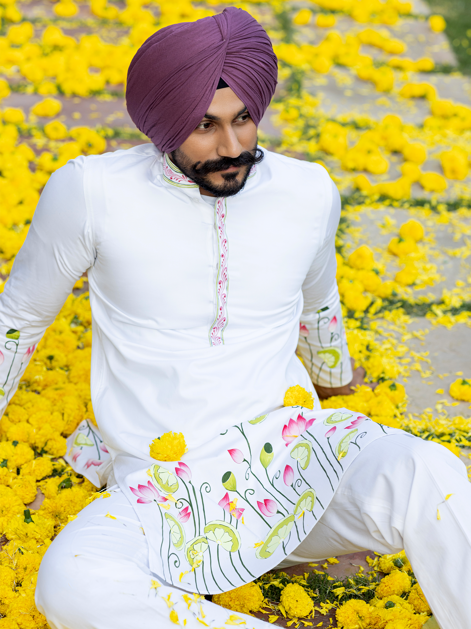 Hand-Painted Kurta Pyjama Hartansh Clothing Pvt Ltd