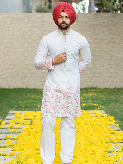 Hand-Painted Kurta Pyjama Hartansh Clothing Pvt Ltd