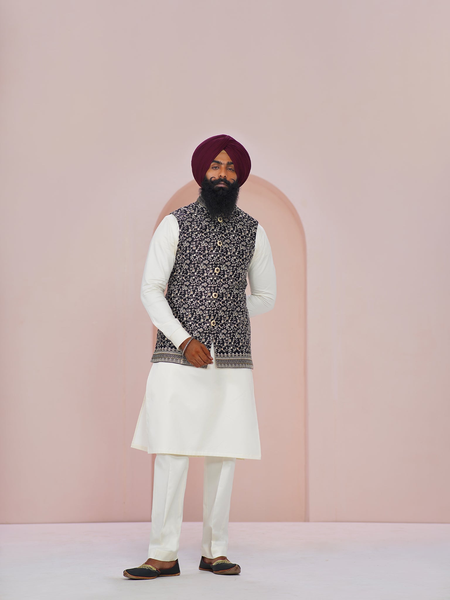 Jodhpuri Men's Turquoise colour nehru jacket - Madhu Shree Safa & Sherwani  - 3022565