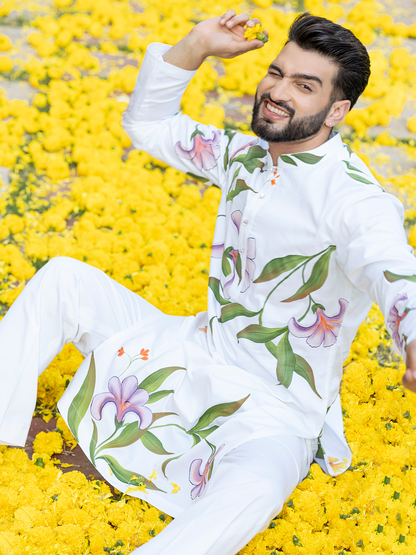 Hand-Painted Kurta Pyjama Hartansh Clothing Pvt Ltd