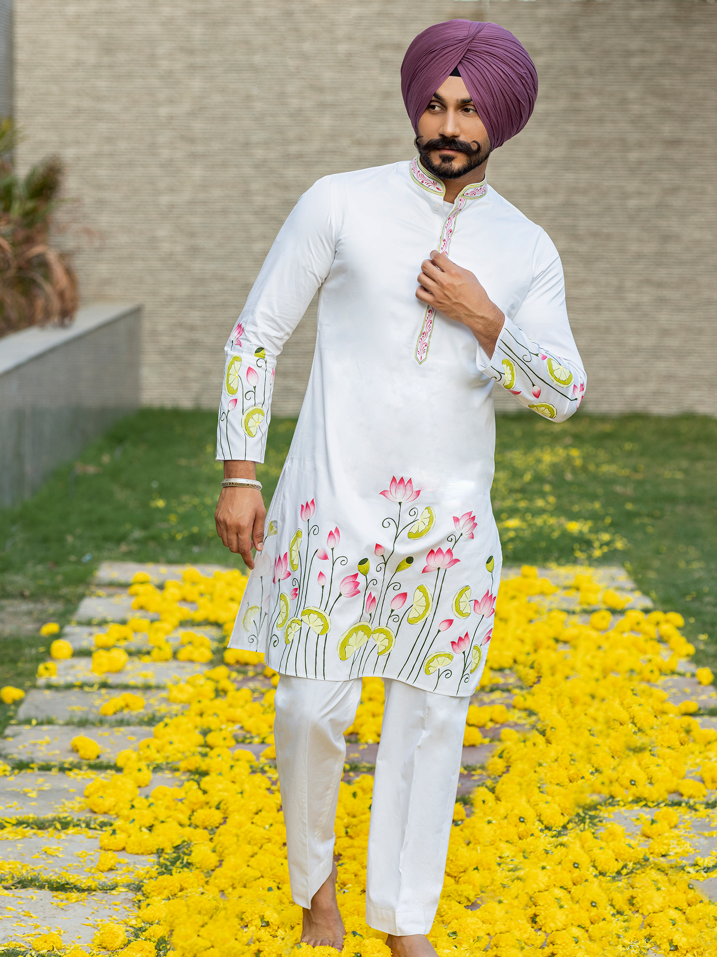 Hand-Painted Kurta Pyjama Hartansh Clothing Pvt Ltd