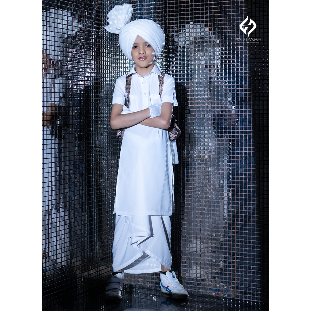 White Kurta Chadra with Jacket Hartansh Clothing Pvt Ltd