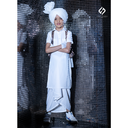 White Kurta Chadra with Jacket Hartansh Clothing Pvt Ltd