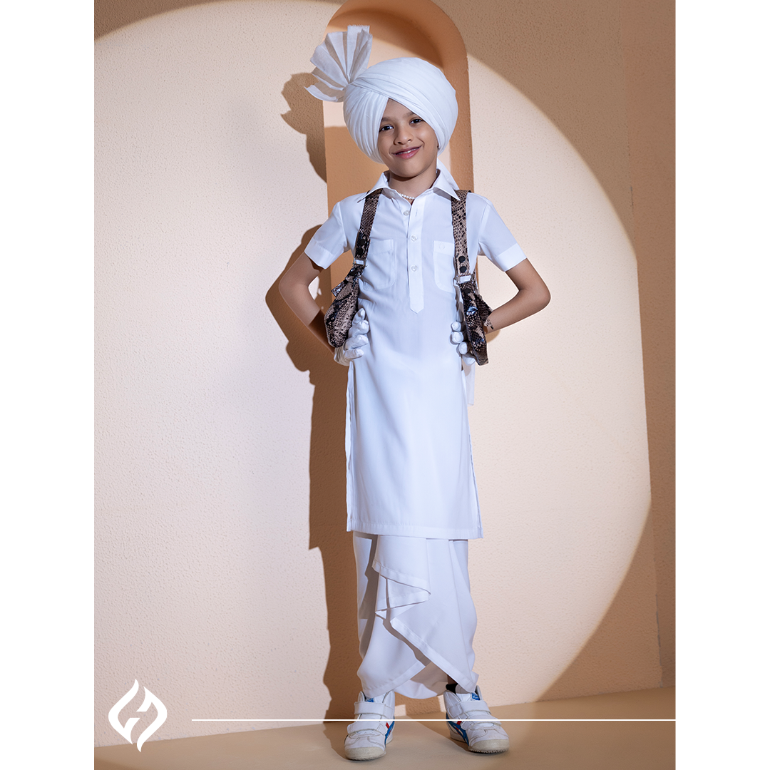 White Kurta Chadra with Jacket Hartansh Clothing Pvt Ltd