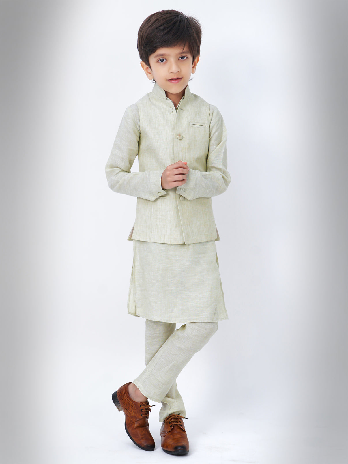 Olive Green Children's Jodhpuri Jacket Set Hartansh Clothing Pvt Ltd